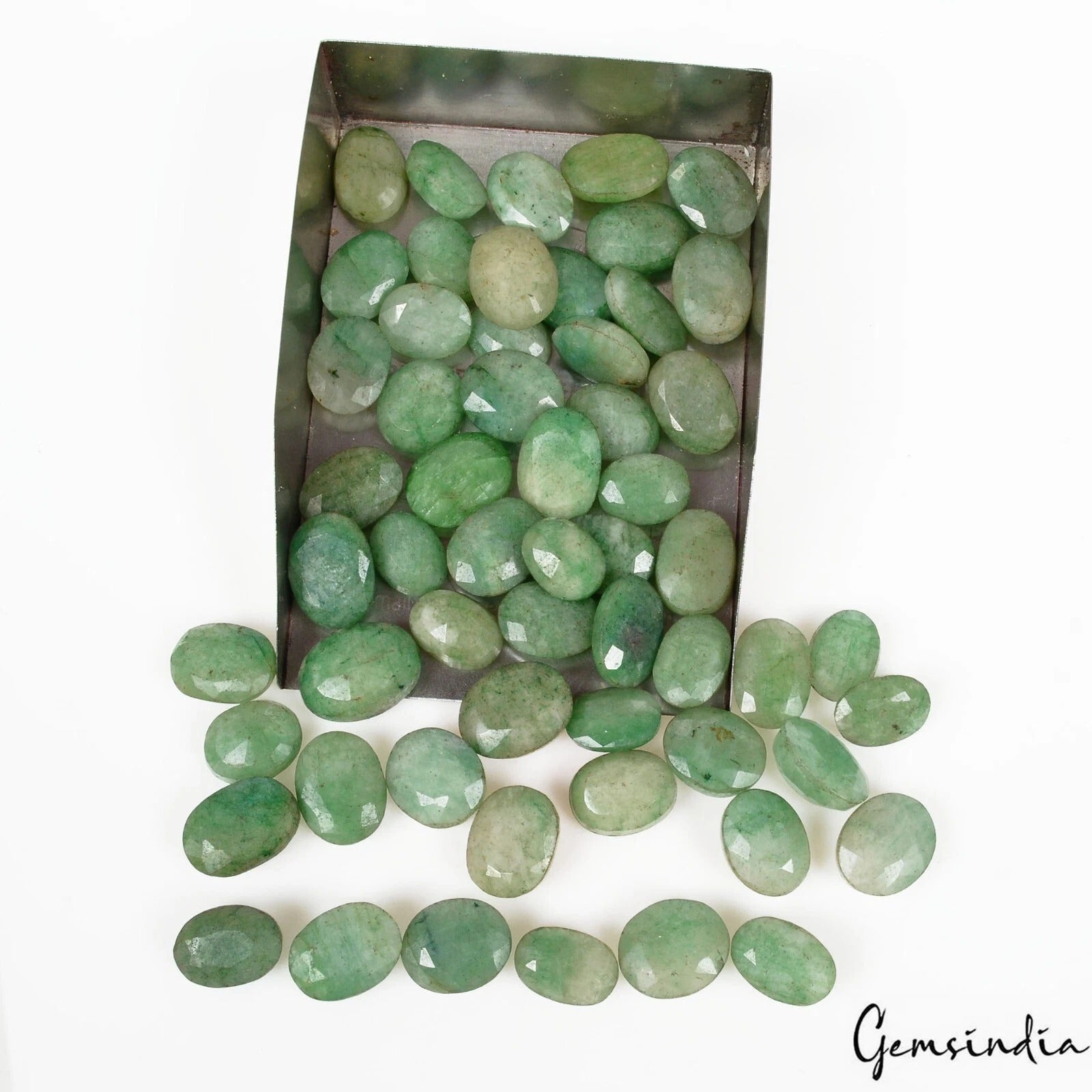 Emerald Lot, Loose Gemstone, Color Enhanced, Green — 57 Pieces, 10mm to 13mm, 230 Ct, Brazil
