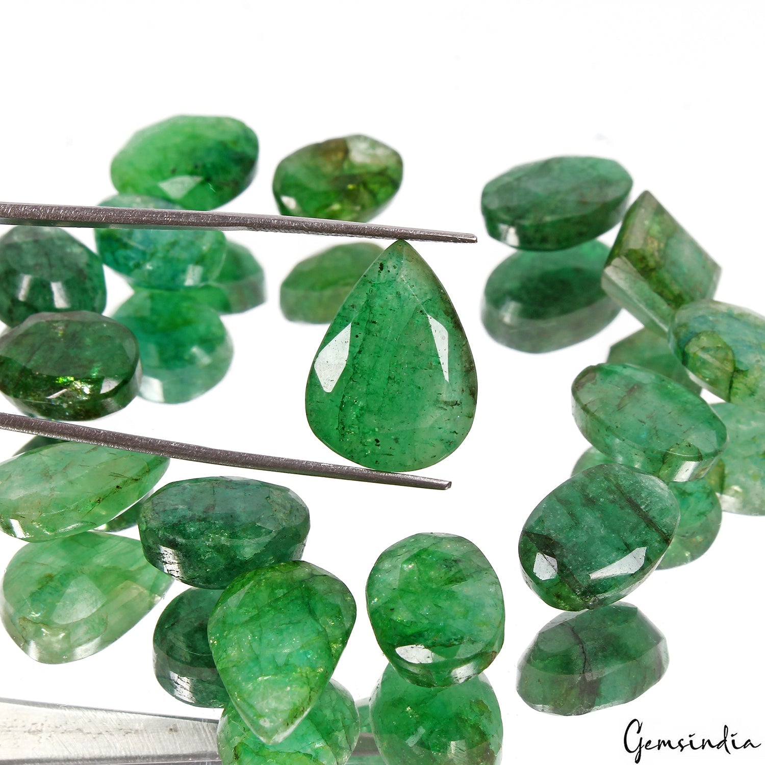150.00 Cts Natural Blue Green Emerald Mix Faceted Gems Lot 15 Pcs For Jewelry