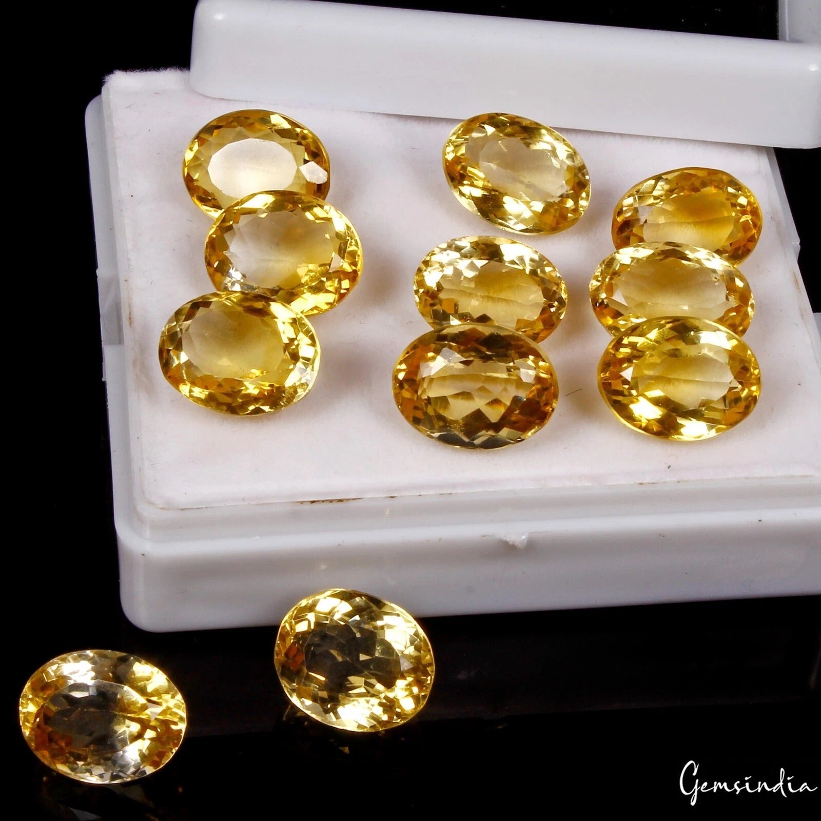 79 Ct Natural Yellow Citrine 13mm-14mm Oval Cut Loose Eye Clean Gemstones ~11 Pc