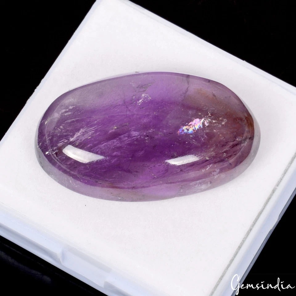 Amethyst Cabochon, Untreated, Purple — 40x23x12 mm, 97.70 Ct, Madagascar