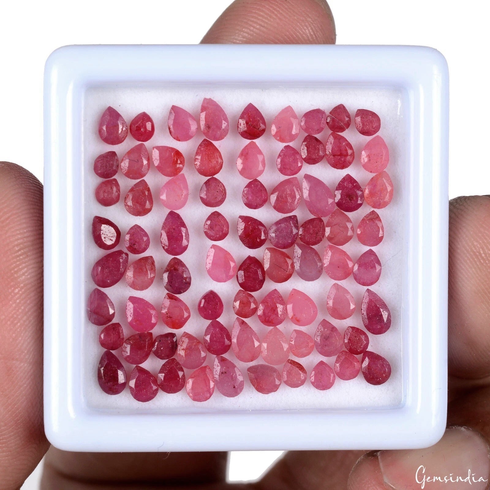 Ruby Lot, Loose Gemstone, Color Enhanced, Red — 74 Pieces, 2mm to 4mm, 17.45 Ct, Madagascar