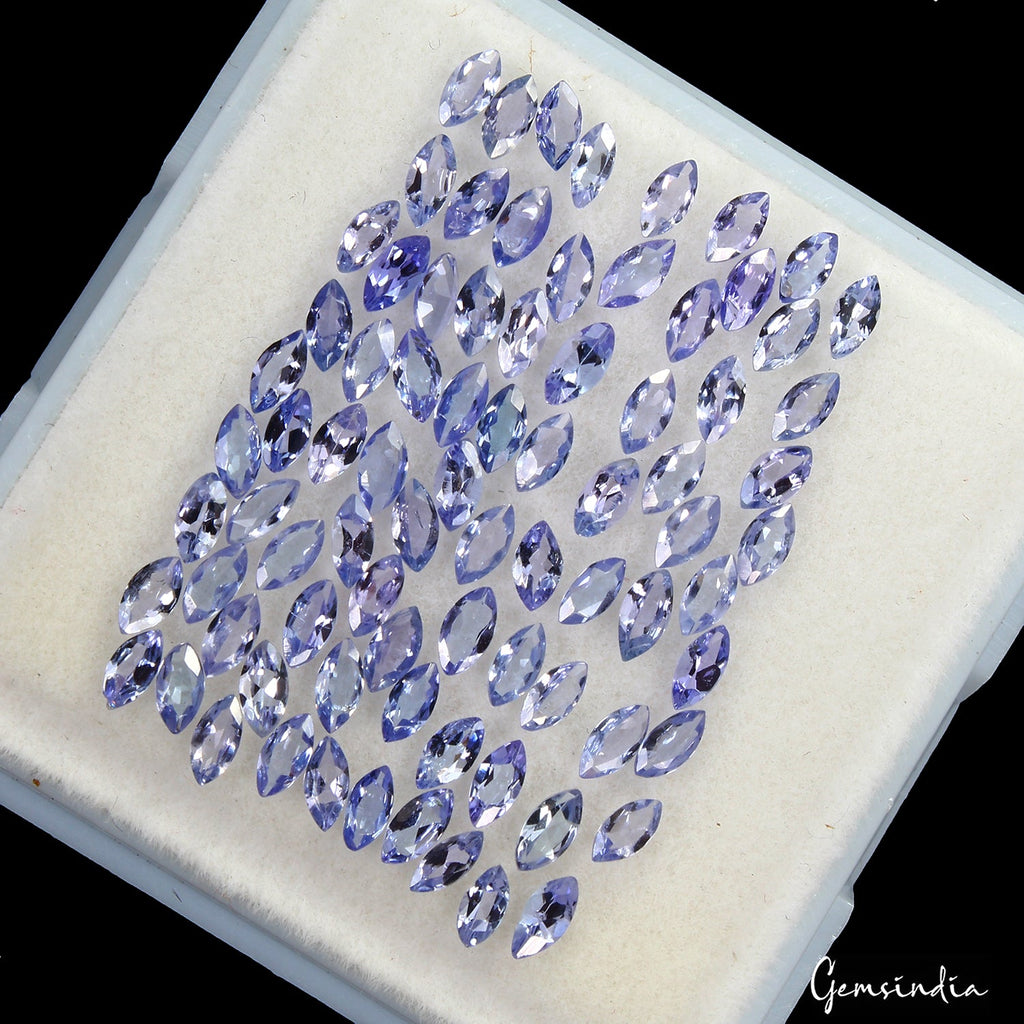 6.30 Ct Natural Violet Blue Tanzanite Marquise Cut Faceted Loose Gems Lot 80 Pcs