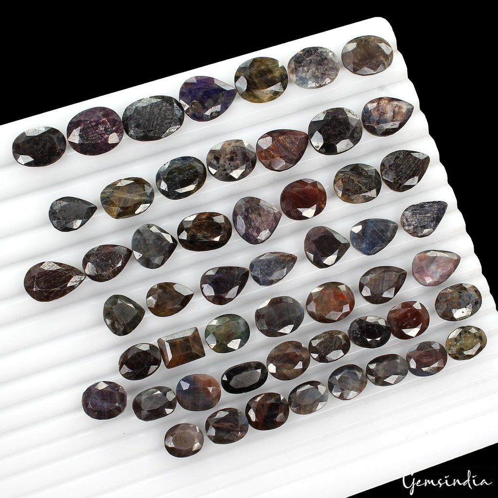 450 Ct Natural Untreated Brown Black Sapphire Oval Cut Faceted Loose Gems Lot