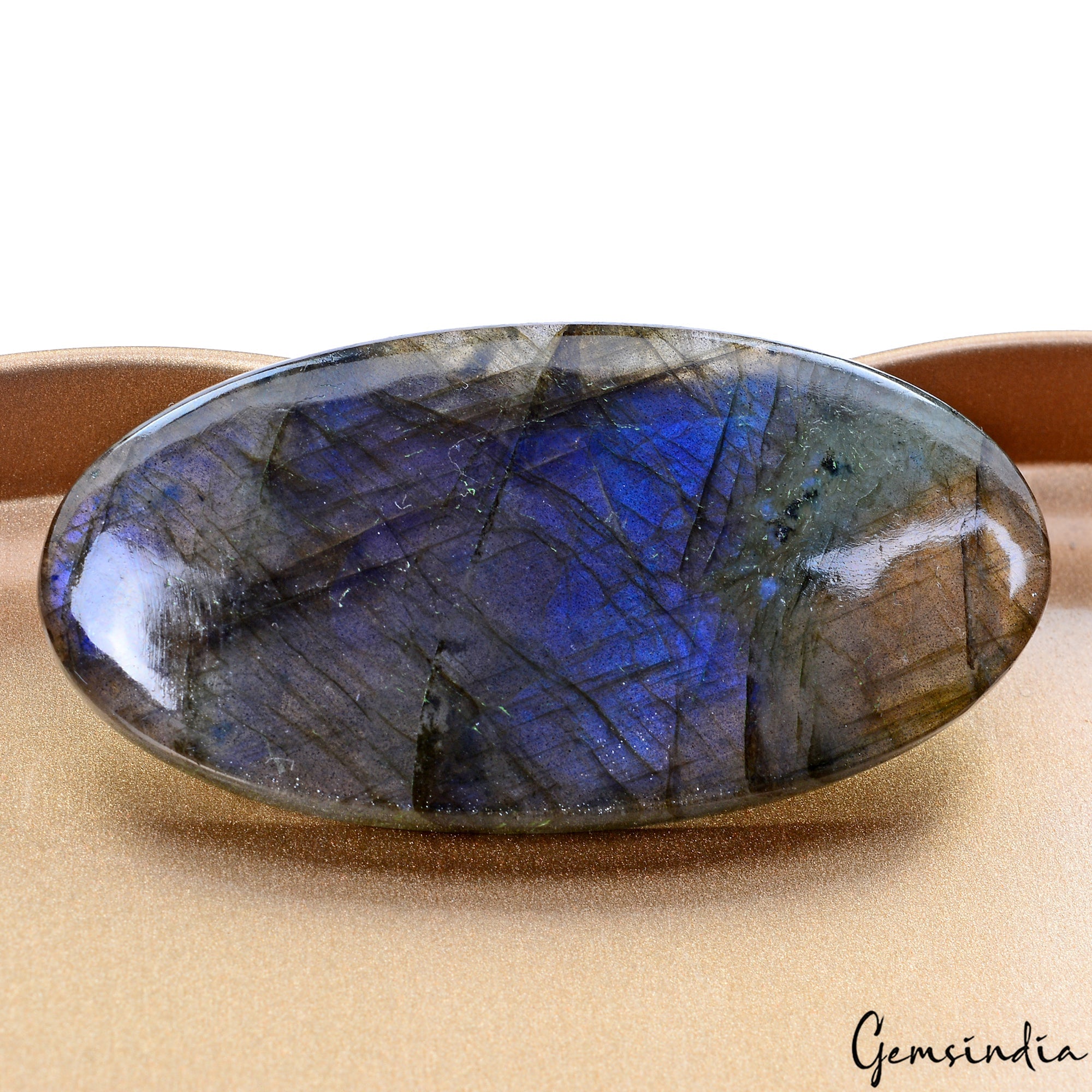 Certified 85 Cts Natural Peach Blue Shine Spectrolite Labradorite Rare Gemstone