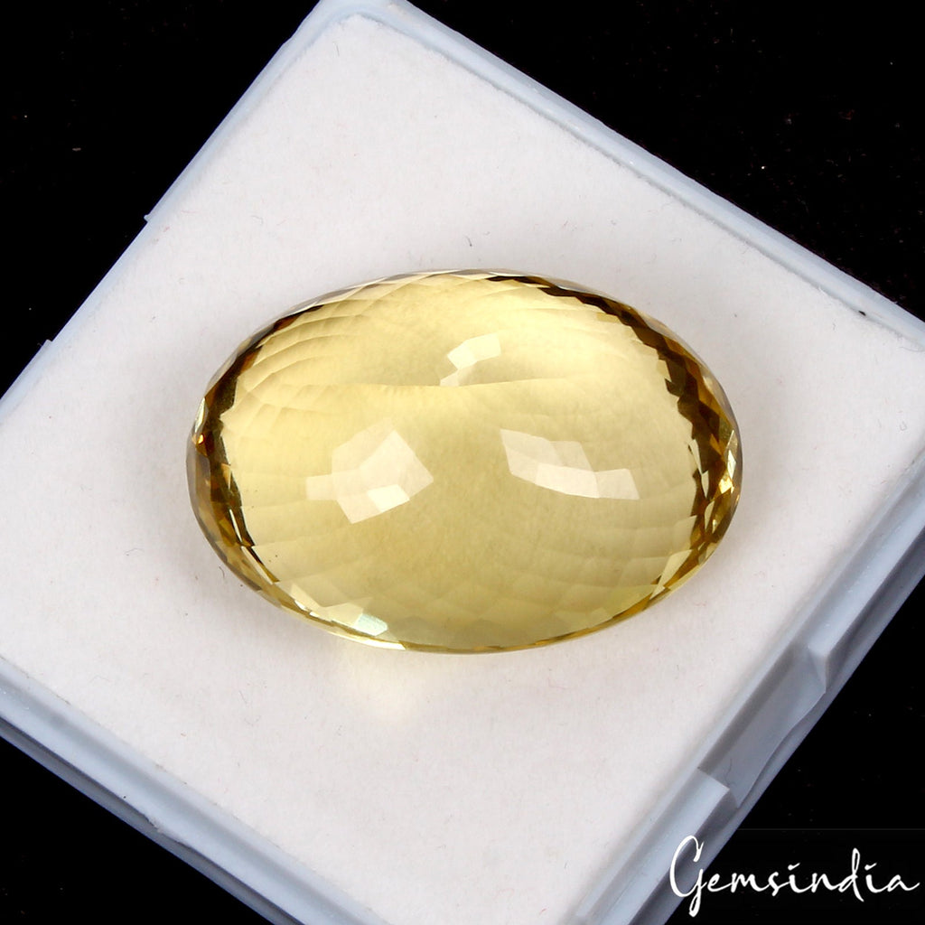 Eye Clean 75.00 Cts Natural Yellow Citrine Oval Cut Loose Unheated Certified Gem
