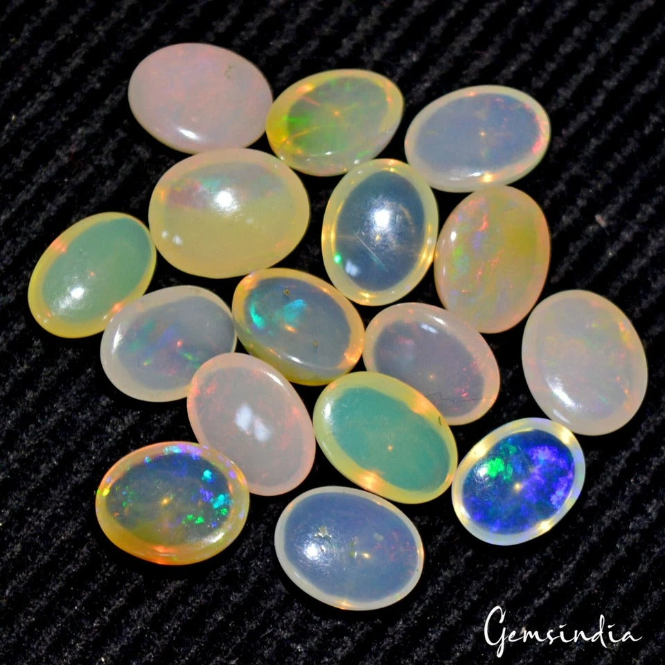16 Pc Natural Ethiopian Opal 8-9mm Oval Untreated Multi Shine Certified Gemstone