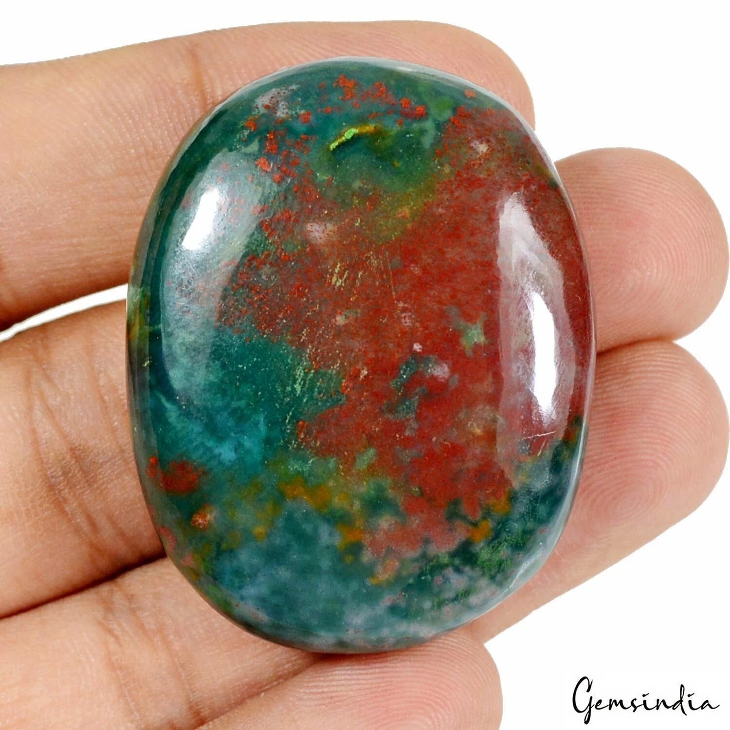163.25 Ct Natural Untreated Green Red Bloodstone Jasper Oval Cab Gem For Pendant