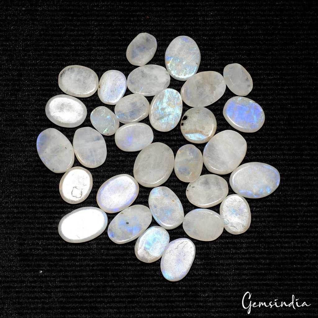 240 Cts/30 Pcs Natural Untreated Blue Shine Moonstone Oval Cab Loose Gems Lot