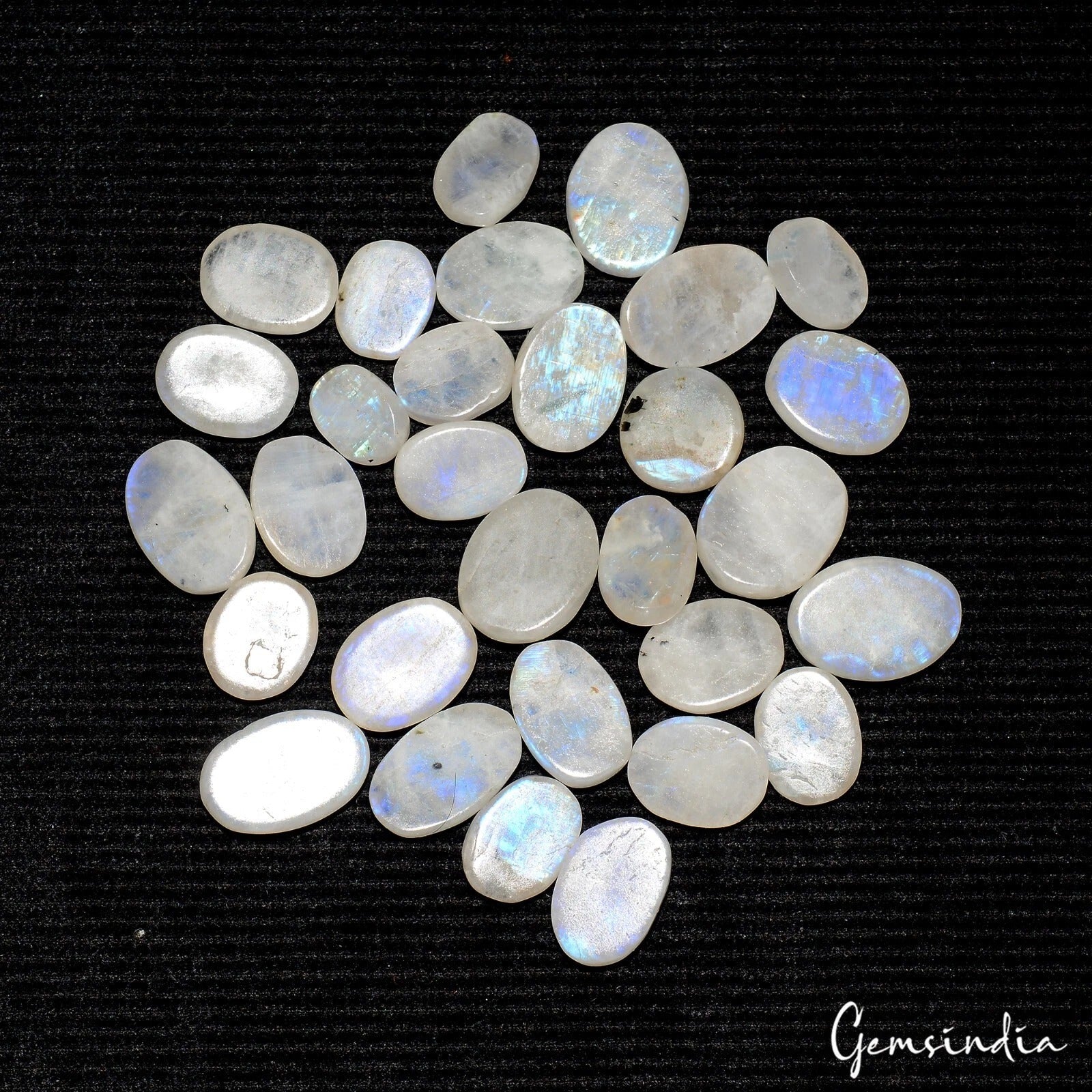 240 Cts/30 Pcs Natural Untreated Blue Shine Moonstone Oval Cab Loose Gems Lot