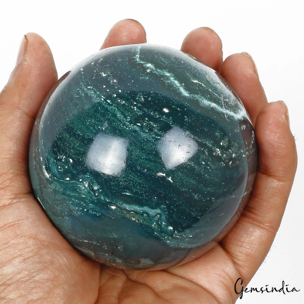 3100 Cts Natural Untreated Green Moss Agate Healing Crystal Sphere Huge Gem 3"
