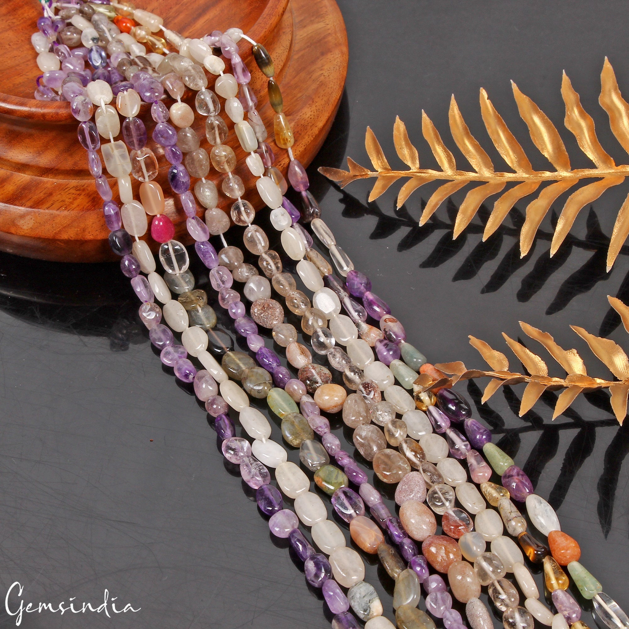 14"/9 Strands Natural Multi Color Mix Cabochon Loose Gems Jewelry making Beads