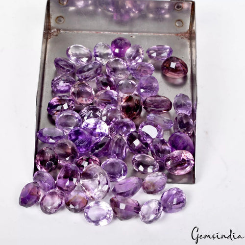 Amethyst Lot, Loose Gemstone, Oval Cut, Untreated — 53 Pieces, 11mm to 16mm, 390 Ct, Brazil