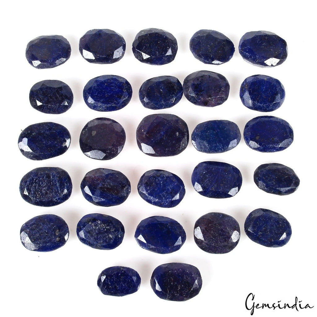 500 Cts/27 Pcs Natural Blue Sapphire Oval Faceted Cut Loose Gems Lot For Jewelry