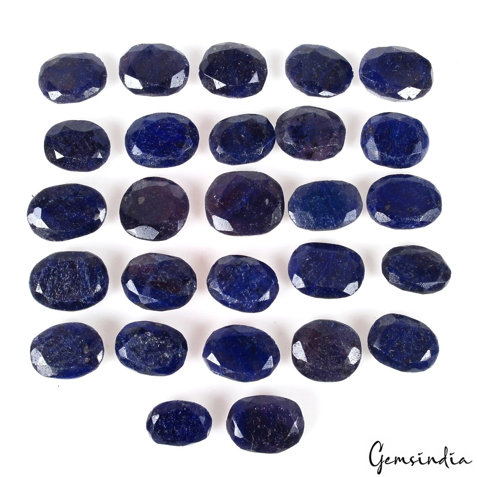 500 Cts/27 Pcs Natural Blue Sapphire Oval Faceted Cut Loose Gems Lot For Jewelry