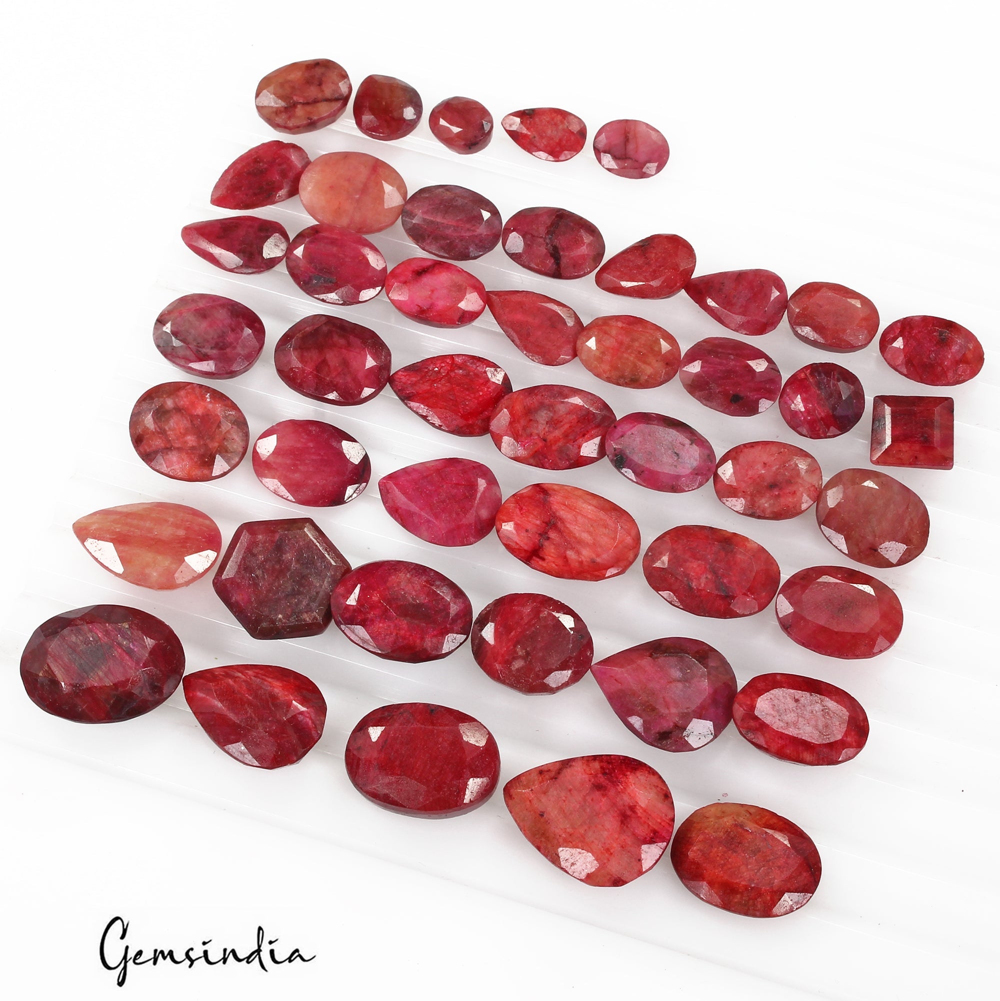 Certified 500 Cts/45 Pcs Natural African Red Ruby Mix Cut Loose Gems For Jewelry