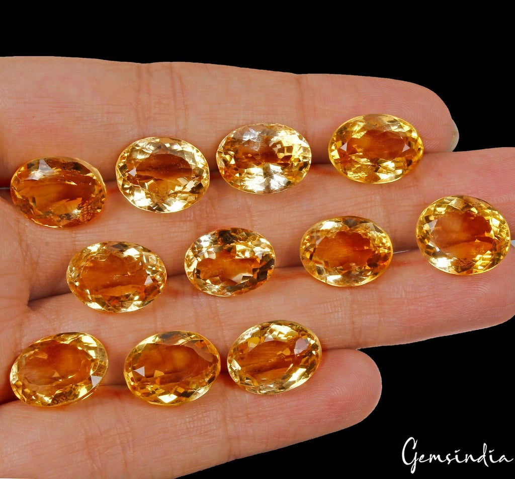 79 Ct Natural Yellow Citrine 13mm-14mm Oval Cut Loose Eye Clean Gemstones ~11 Pc