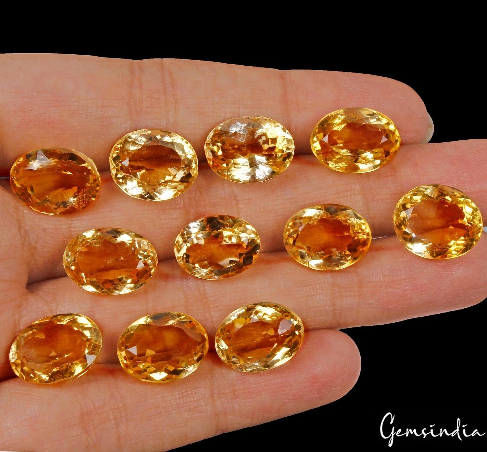 79 Ct Natural Yellow Citrine 13mm-14mm Oval Cut Loose Eye Clean Gemstones ~11 Pc