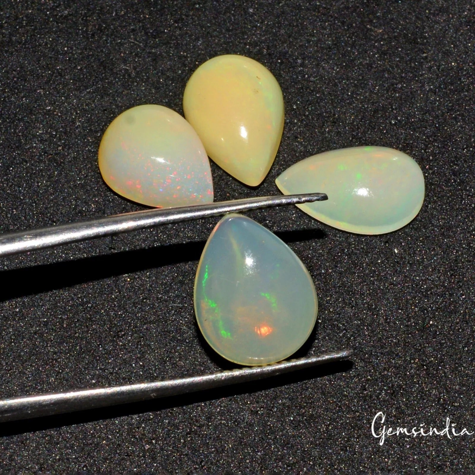 8-9mm Natural Opal Australian Top Grade Flashy Colors Pear Cab Certified Gems