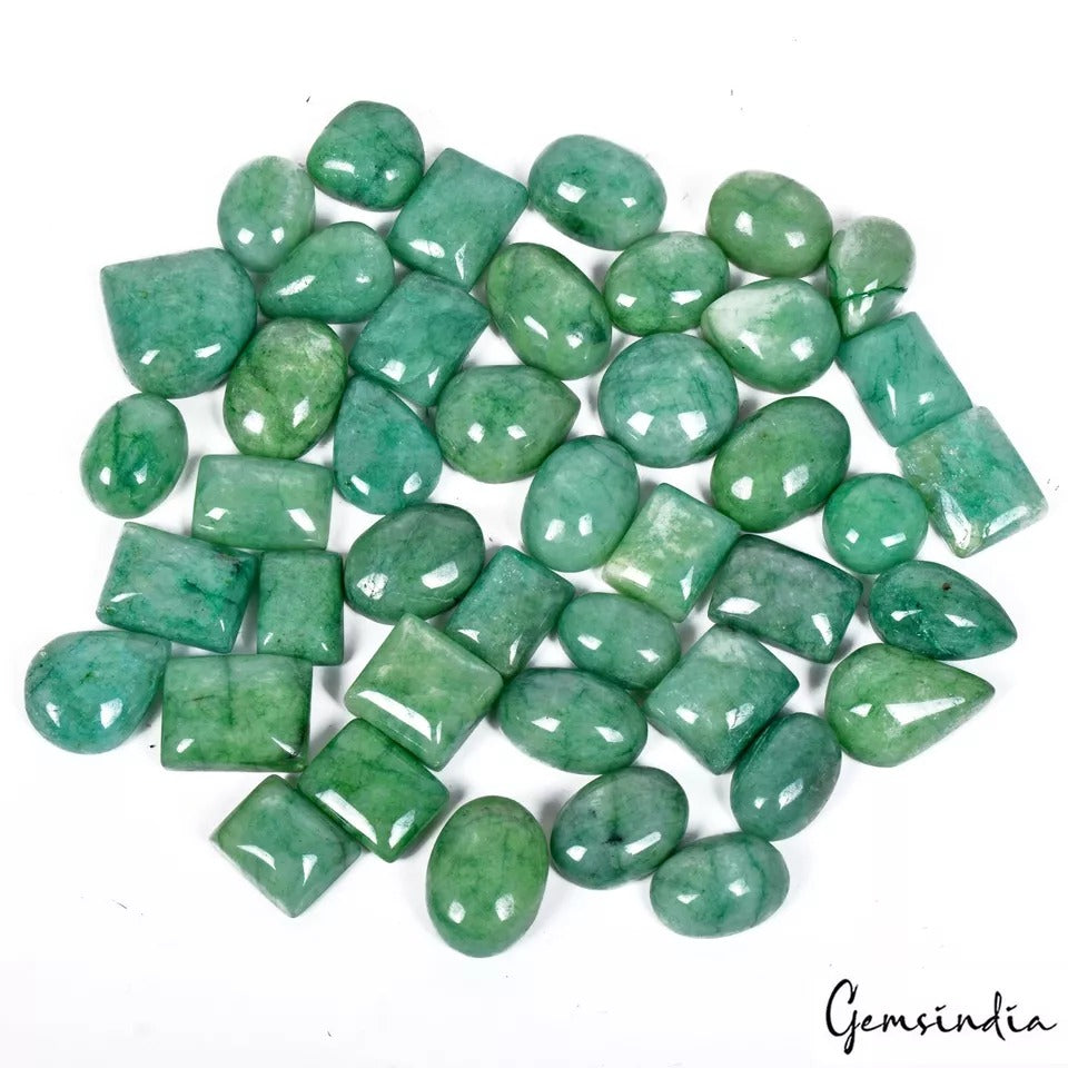 43 Pcs Natural Emerald Brazilian 13mm-21mm Cabochon Huge Size Loose Gemstones
