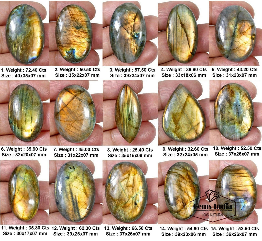 723 Ct Natural Peach Labradorite Mix Cabochon Loose Gemstone Wholesale Lot 15 Pc