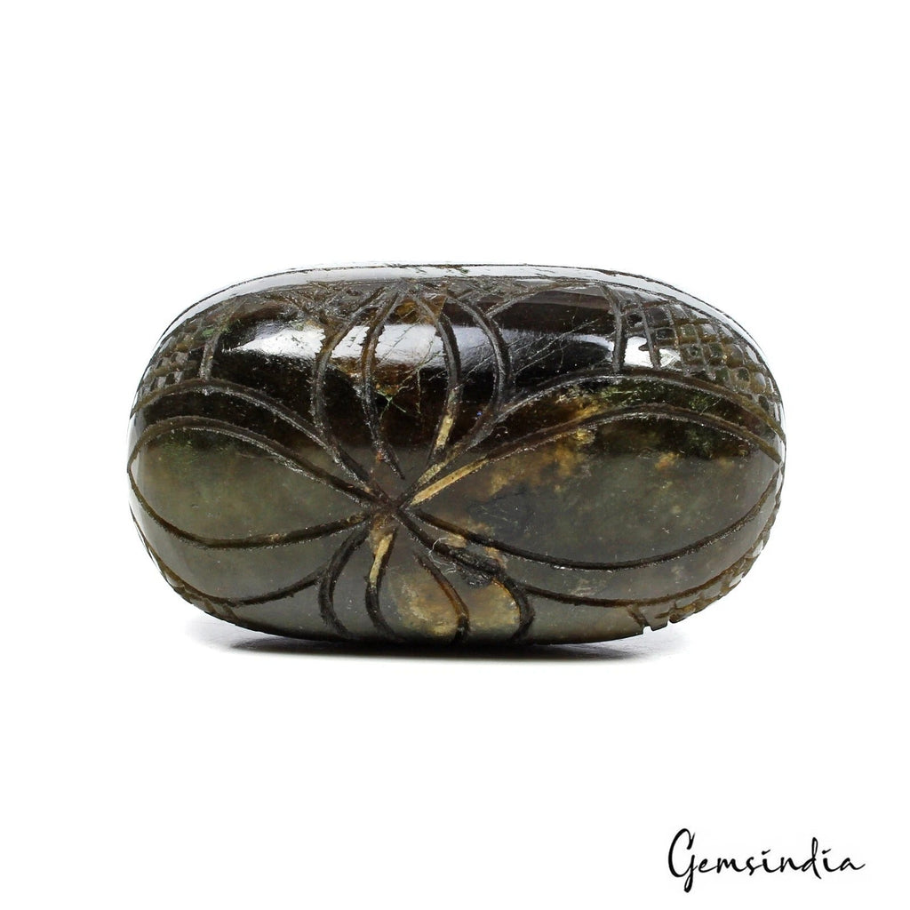 410 Cts Natural Dark Green Labradorite Oval Hand Carved Earth Mined Loose Gems