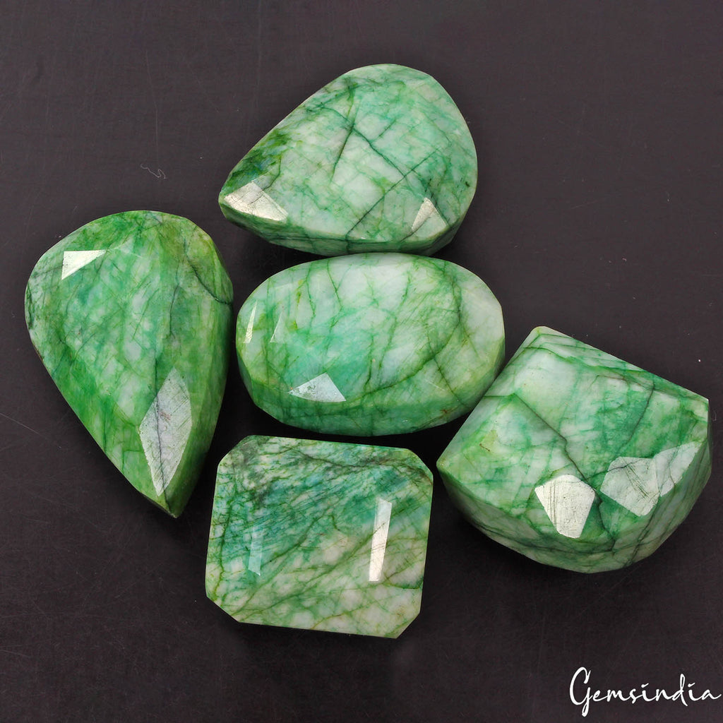 Emerald Lot, Loose Gemstone, Color Enhanced, Green — 5 Pieces, 43mm to 66mm, 2670 Ct, Brazil