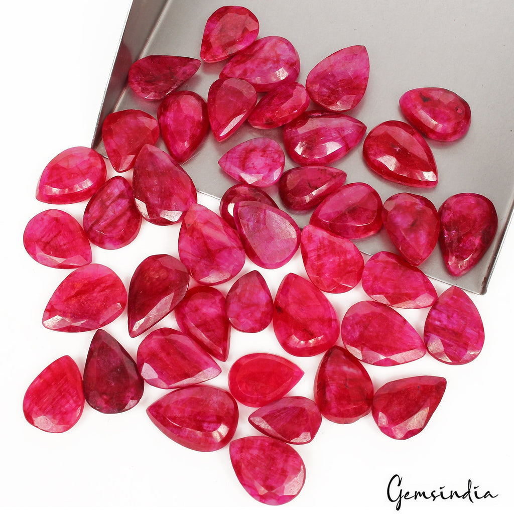 310 Cts/41 Pcs Natural Eye Catching USA Pink Beryl Bixbite Pear Gems For Jewelry