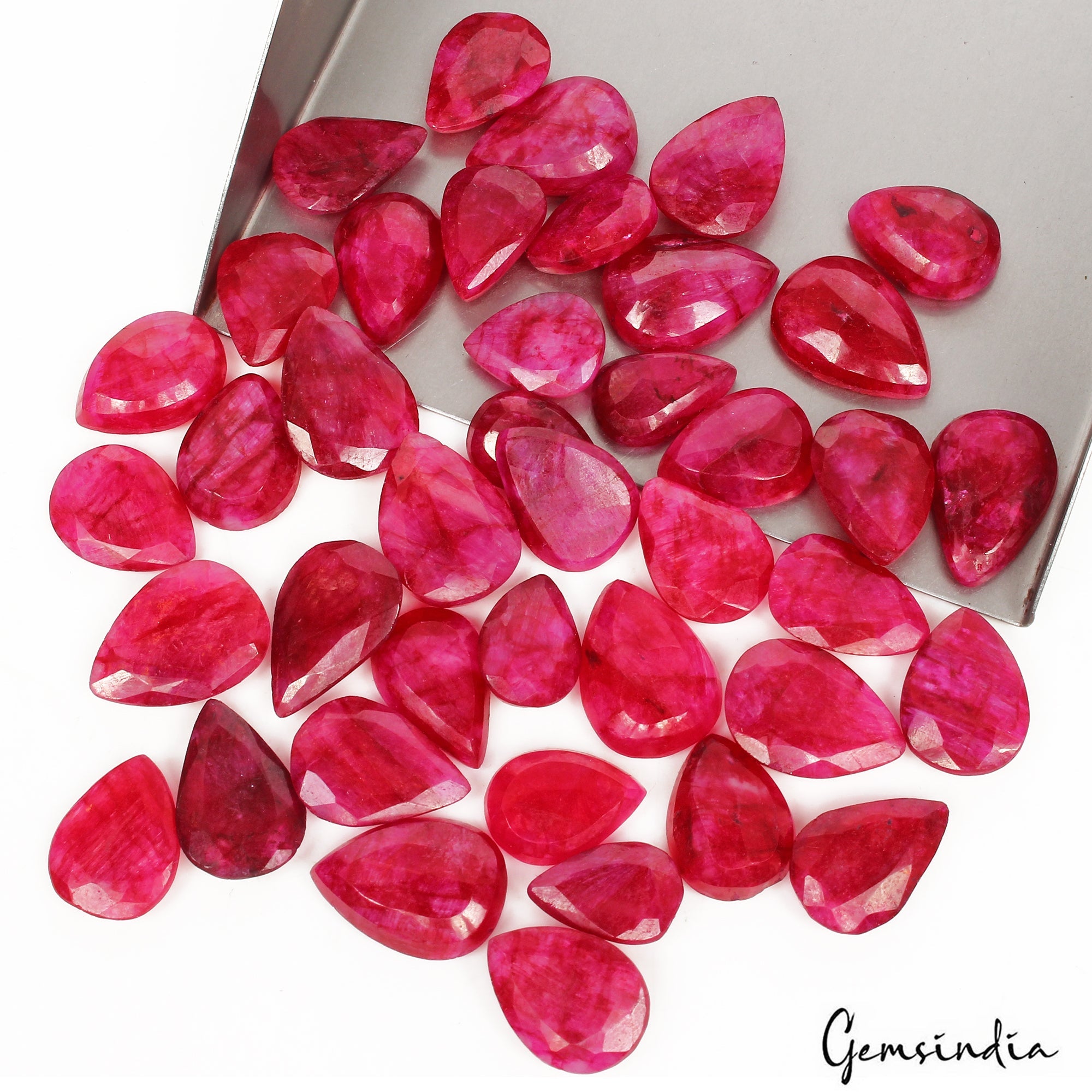 310 Cts/41 Pcs Natural Eye Catching USA Pink Beryl Bixbite Pear Gems For Jewelry