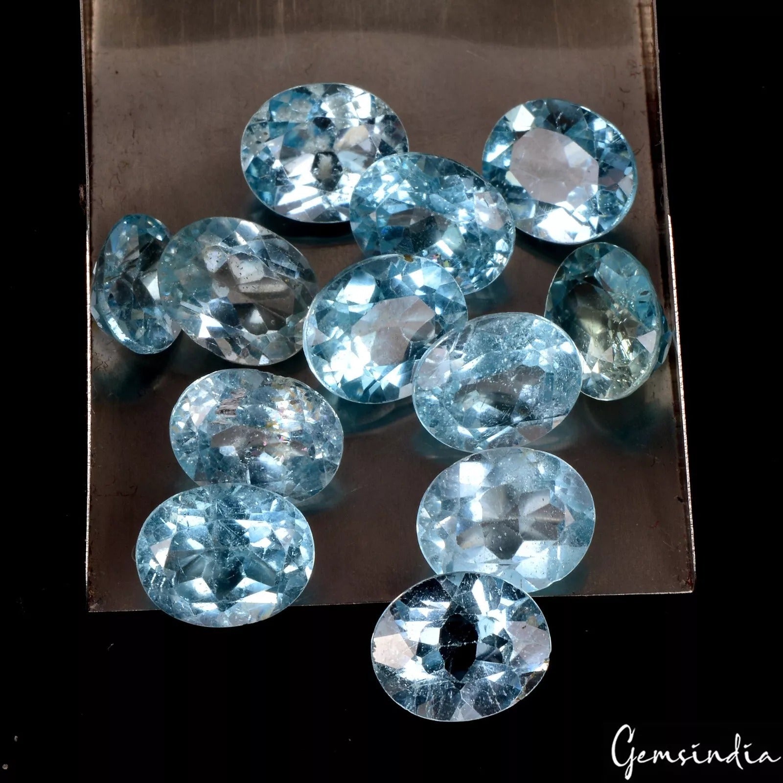 Natural Sky Blue Topaz Oval Cut Loose Gemstone Certified Lot 12 Pc/66 Ct/11-12mm