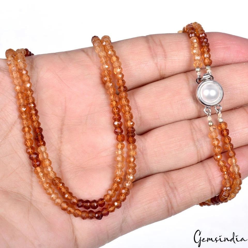 127 Cts Natural Untreated Ceylon Garnet Round Bead Handmade 2 Strands Necklace