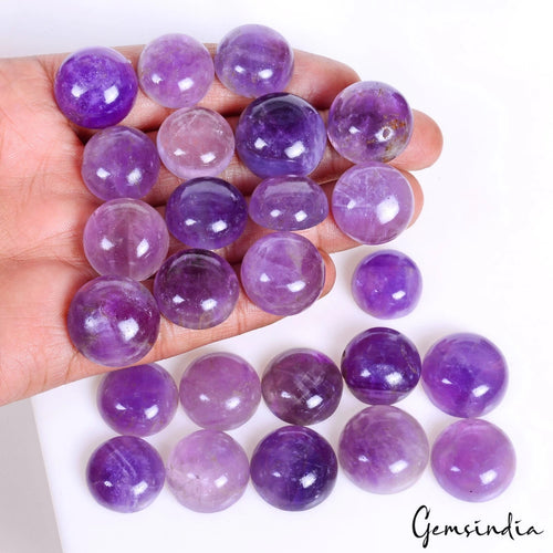 Amethyst Lot, Cabochon, Untreated, Purple — 25 Pieces, 17mm to 20mm, 630 Ct, Brazil