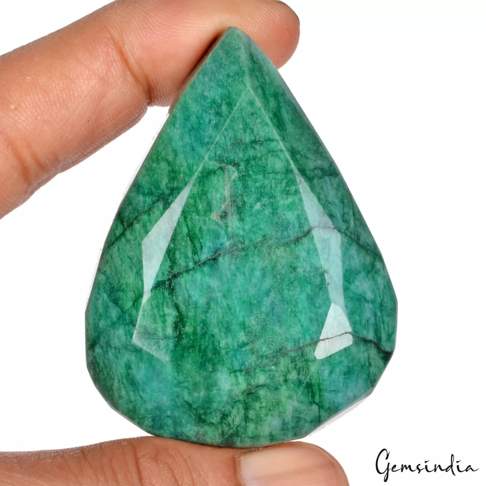 Brazilian Emerald Loose Gemstone, Color Enhanced, Green — 58x44x31 mm, 520 Ct, Brazil