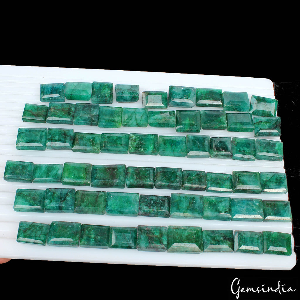 890 Cts/57 Pcs Natural Brazilian Emerald Baguette Cut Loose Gems Lot For Jewelry