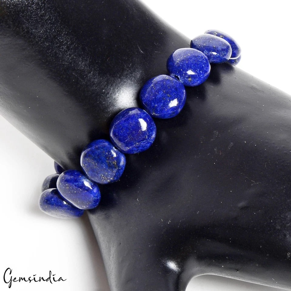 Lapis Lazuli Bracelet, Color Enhanced, Blue — 11mm to 13mm, 151.10 Ct