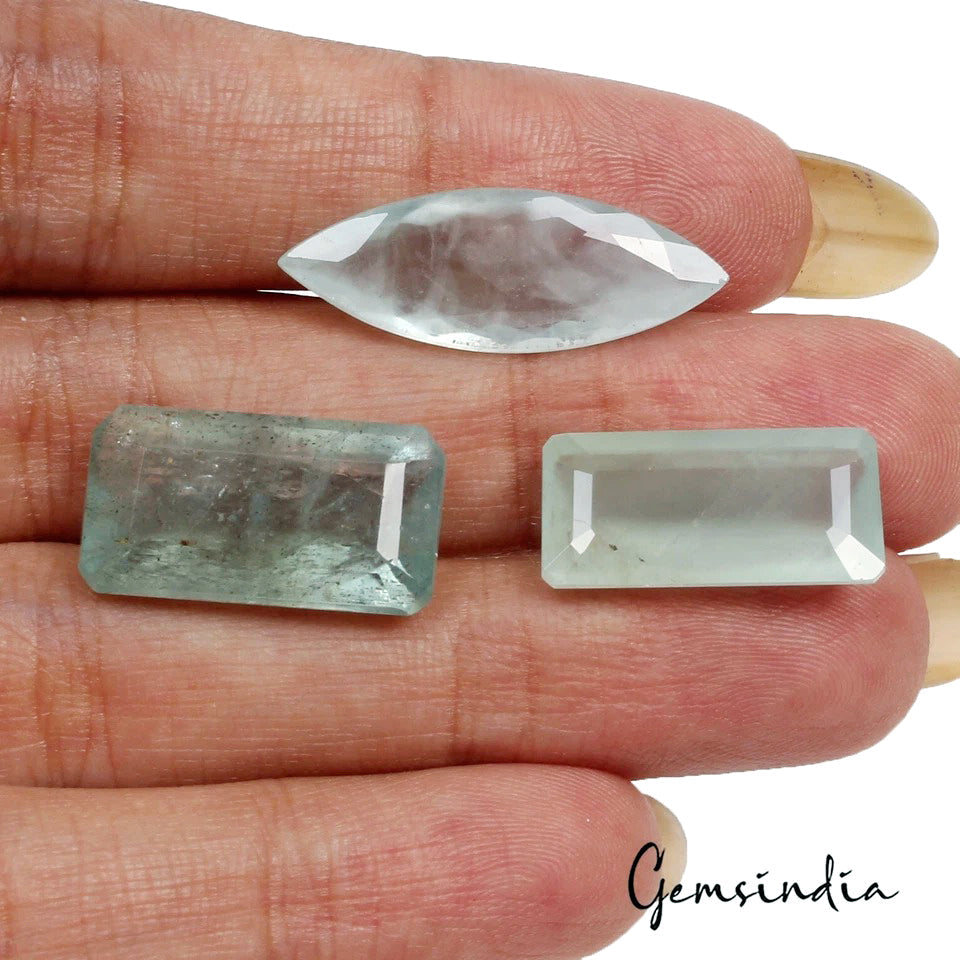 Certified 27.50 Cts Natural Untreated Green Aquamarine Mix Cut Gemstone, Brazil