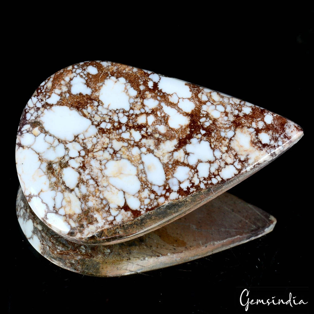 245.00 Ct Natural Untreated White Buffalo Turquoise Pear Cab Pendant Size Gems