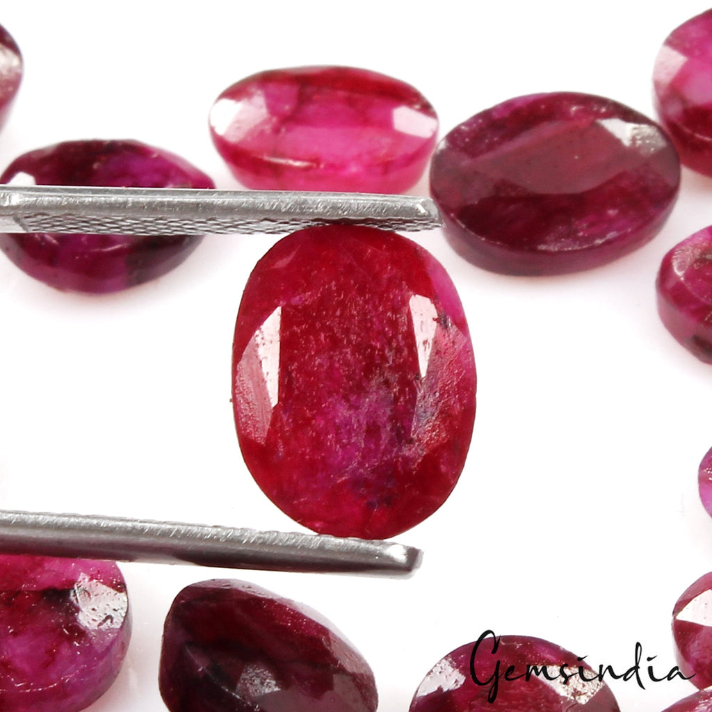 98.10Ct Natural Red Bixbite Beryl Oval Cut Loose Faceted 9-11mm Gemstones~27 Pcs