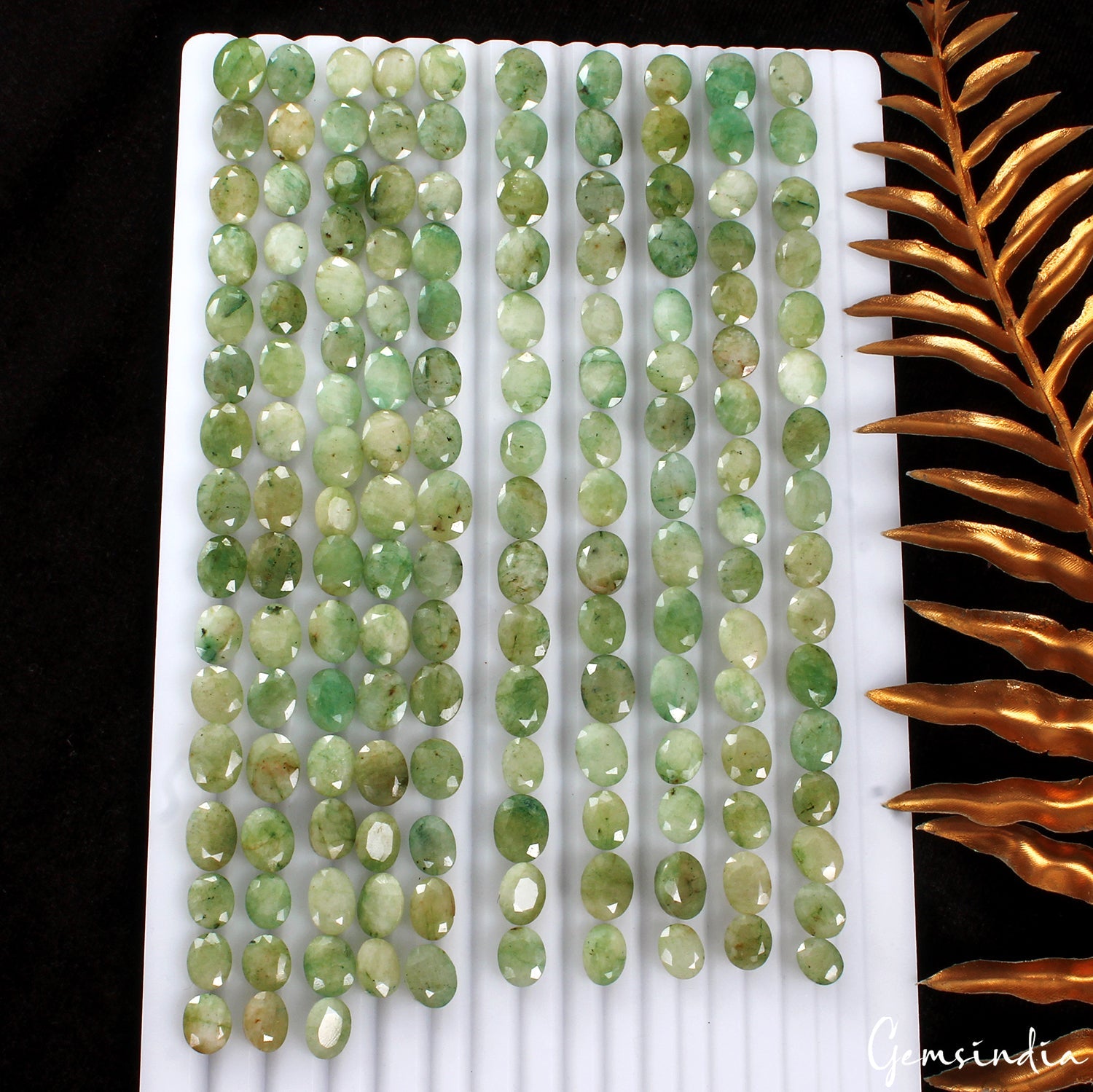 500 Cts/155 Pcs Natural Brazilian Green Emerald Oval Cut 8mm-11mm Loose Gems Lot