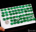 Certified Natural Green Emerald 1000Ct Oval Cut Loose Ring Size Gemstones~56 Pcs