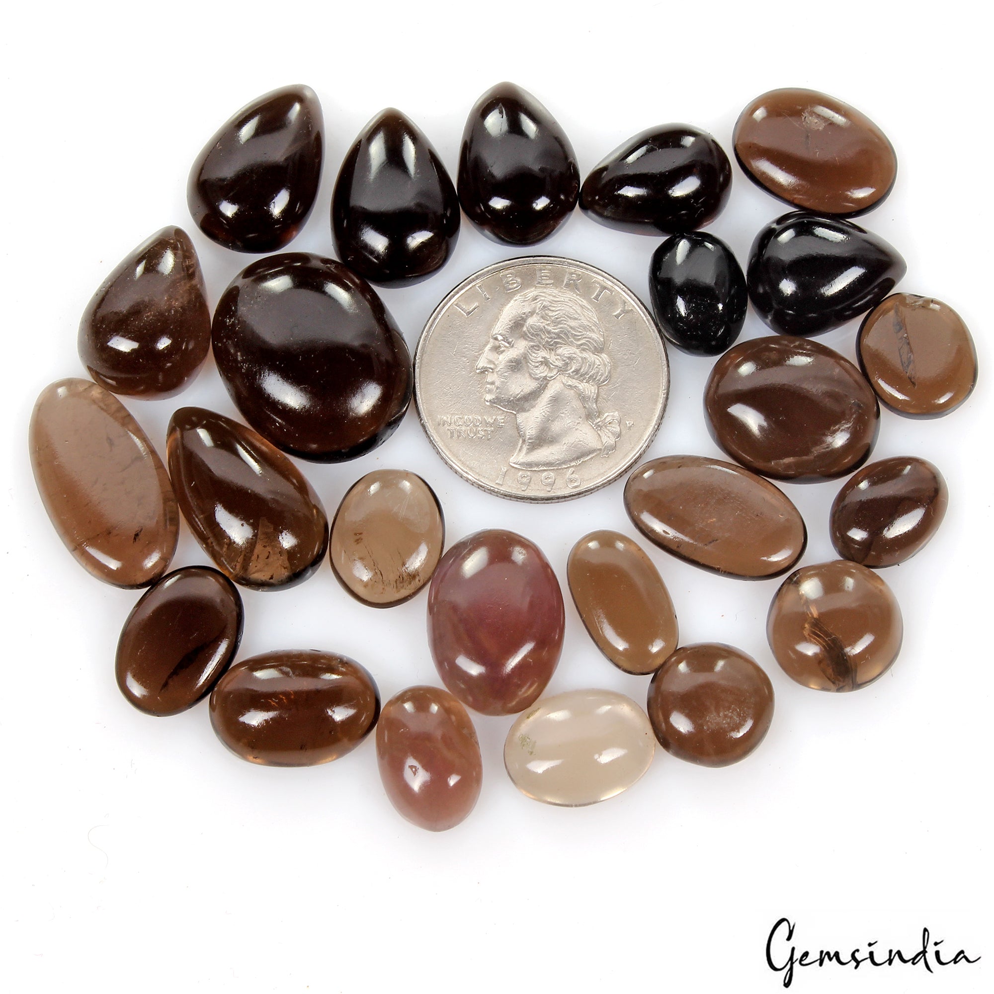 200 Cts Natural Brown Smoky Quartz Mix Cabochon Loose Untreated Gemstones~24 Pcs