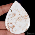 260 Cts Natural Untreated Nevada USA White Buffalo Turquoise Pear Cab Gemstone