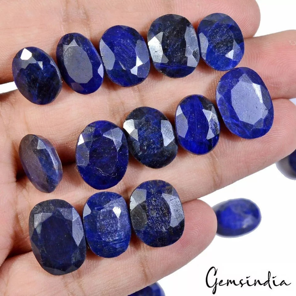 600 Ct/50 Pcs Natural Blue Sapphire Oval Cut 13mm-17mm Loose Ring Size Gemstones