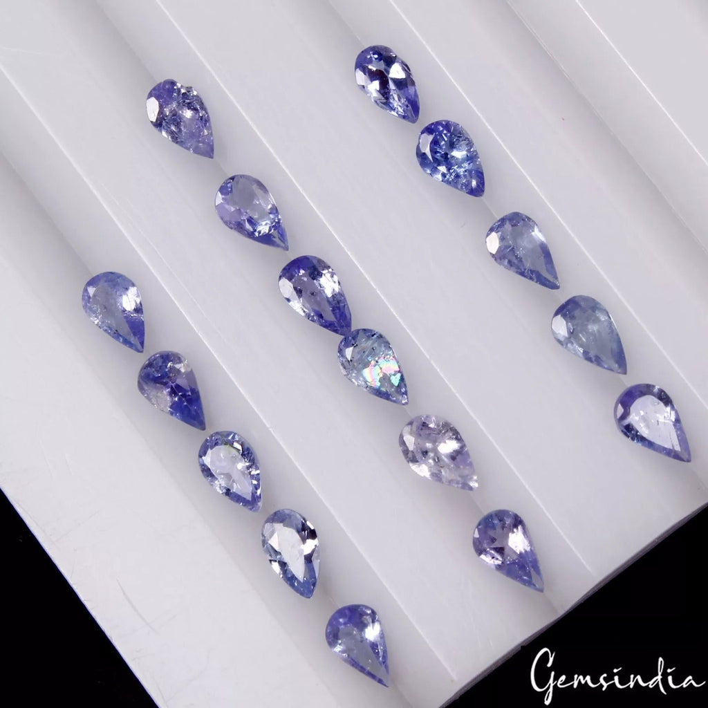 2.90 Ct/16 Pcs Natural Untreated Blue Tanzanite Pear Calibrated 5x3mm Loose Gems