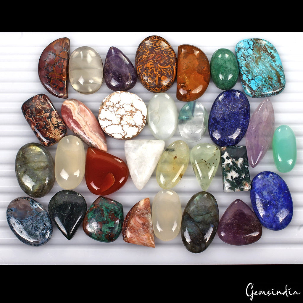 850 Ct Natural Multicolor Assorted Gems Mix Cabochon Loose Gemstone Lot 30 Pcs