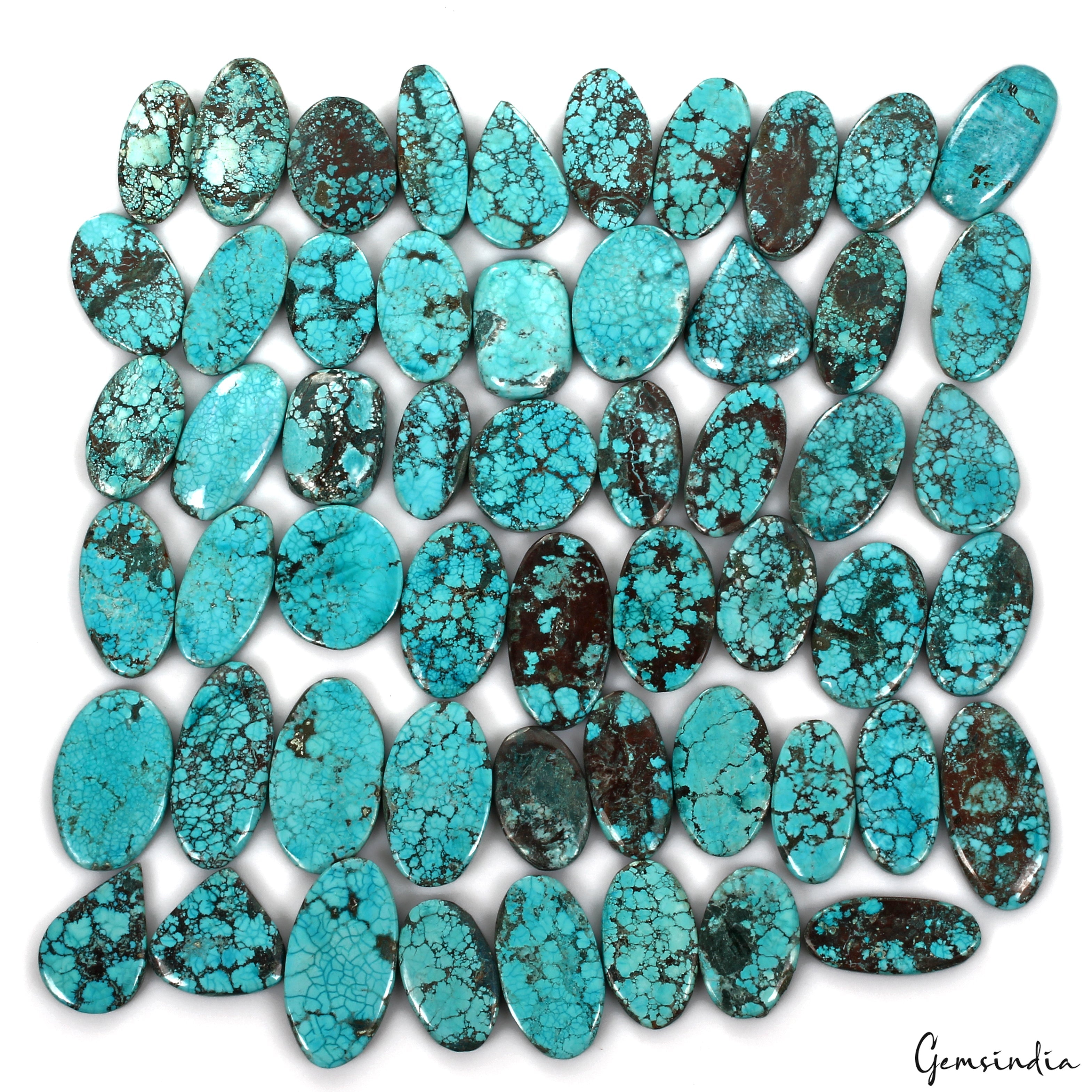 2500 Ct Lot A+ Spiderweb Turquoise Blue Green Pear/Oval Cut Loose Gemstone 55 Pc