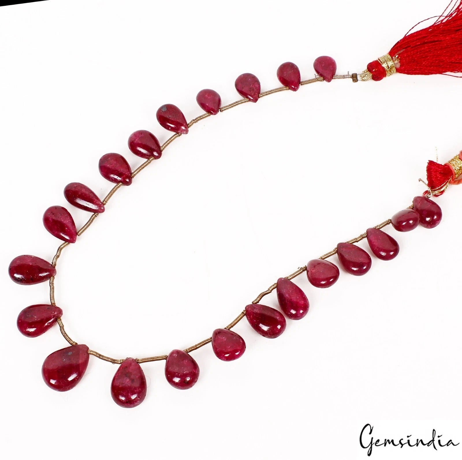 Ruby Beaded Strand, Red — 9mm to 14mm, 98.40 Ct, Madagascar