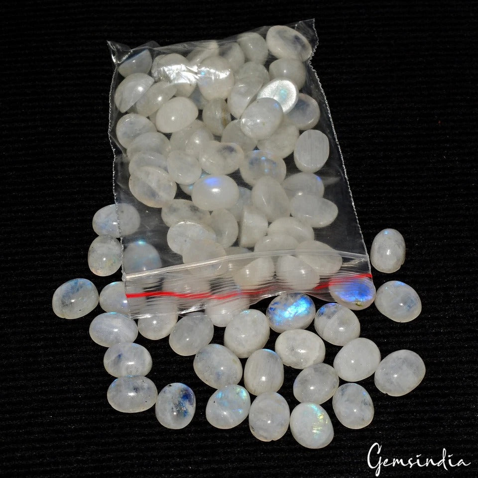 240 Cts/80 Pcs Natural Untreated Blue Shine Moonstone Oval Cab Gems For Jewelry