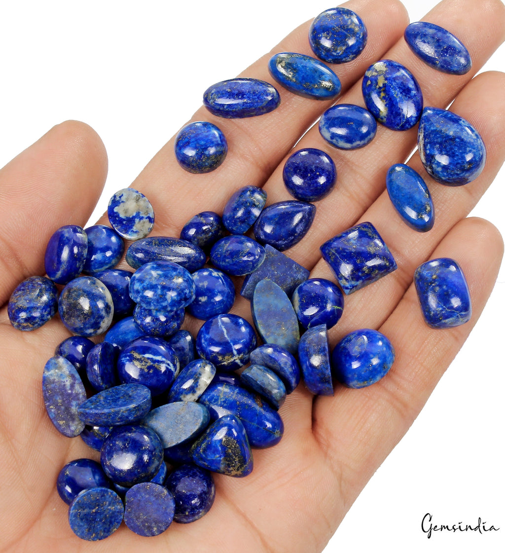 62 Pcs 400 Cts Natural Blue Lapis Lazuli Mix Shape Cabochon Loose Gemstones Lot