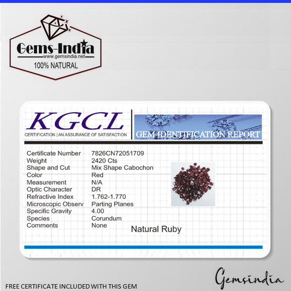 Natural Red Ruby Loose Gemstones Lot, Mix Shape Cabochon 2420Ct Certified 184 Pc