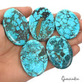 540 Ct/5 Pcs Natural Spiderweb Blue Turquoise Oval Cabochon Loose Gemstone Lot